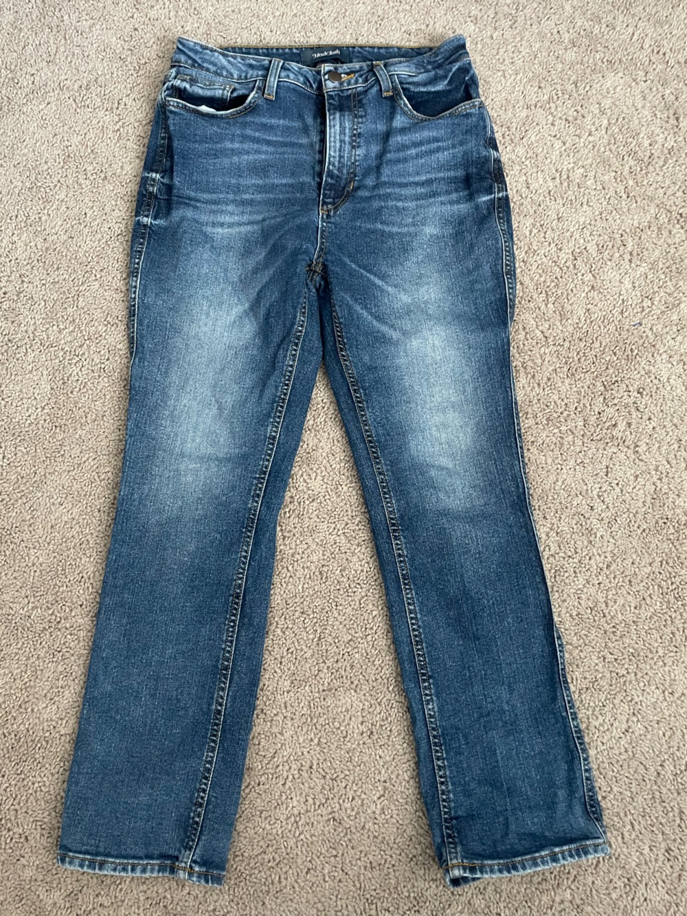 ModCloth High-Rise Pintuck Straight Leg Medium Wash Denim Jeans Size 30